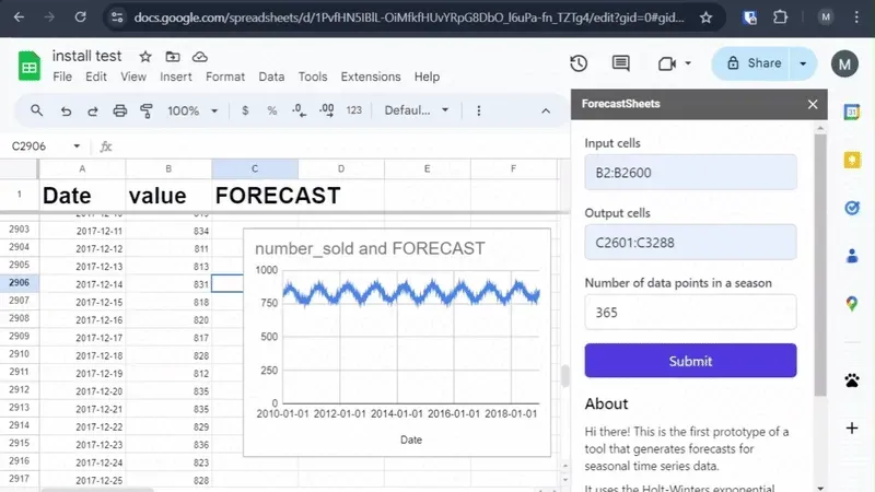 Example of a Google Sheets app